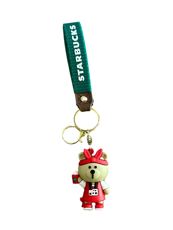Starbucks Accessories - Starbucks Green Wristlet Keychain with Red Bear Charm